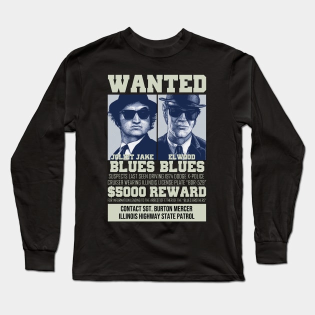 Wanted - The Blues Brothers Long Sleeve T-Shirt by PeligroGraphics